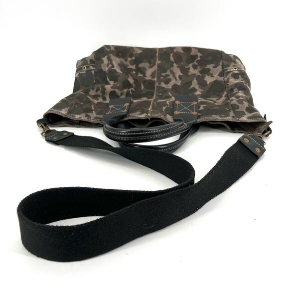 Nicoli Suede and Leather Large Tote Bag Camo Canvas Shoulder Strap - Picture 8 of 8